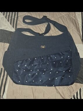lug Parachutr Navy Quilted Polka Dot Shoulder Bag